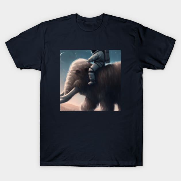 Astronaut Rides a Wooly Mammoth T-Shirt by Star Scrunch